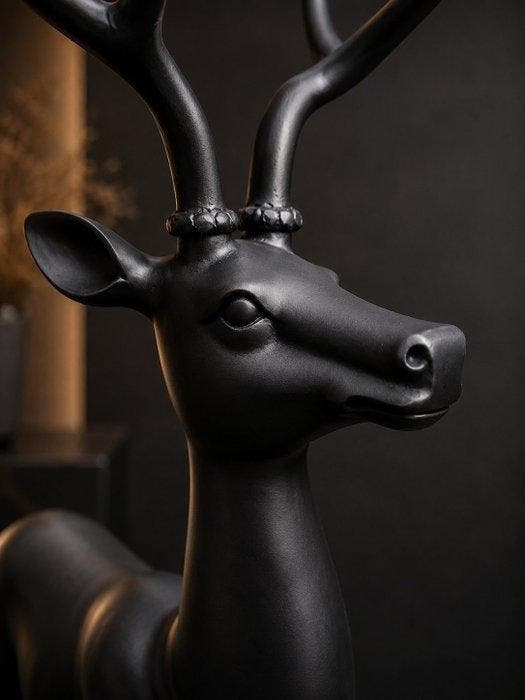 Sculptuuur voor buiten, XXL Zwart Hertbeeld – Aluminium –, Antiek en Kunst, Curiosa en Brocante