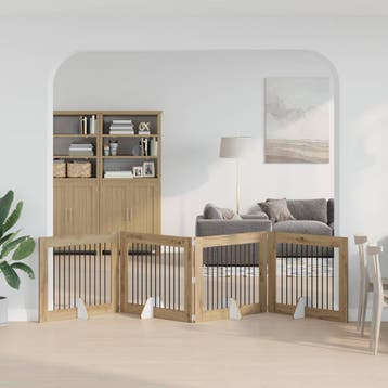 vidaXL Opvouwbaar hondenhekje met standaards 4 st Artisanaal, Dieren en Toebehoren, Verzenden, Nieuw