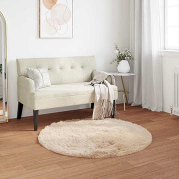 vidaXL Tapijt van imitatie schapenvacht TAFALLA Beige Ø 120, Verzenden