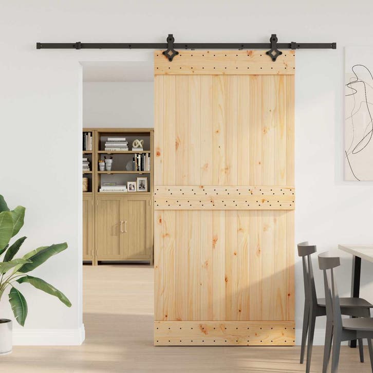 vidaXL Schuifdeur NARVIK Naturel en Zwart 100 x 210 cm, Bricolage & Construction, Fenêtres & Moustiquaires, Envoi
