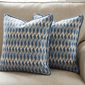 BA225 - Tissu jacquard - motif chevron bleu - Tissu