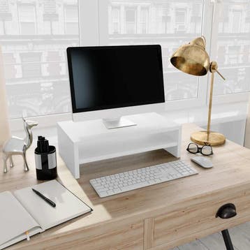 vidaXL Monitorstandaard 42x24x13 cm bewerkt hout wit, Huis en Inrichting, Verzenden, Nieuw