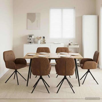 vidaXL Draaikrukken 6 st Kunst Suède Leer Bruin 54 x 55 x 86, Huis en Inrichting, Stoelen, Verzenden, Nieuw