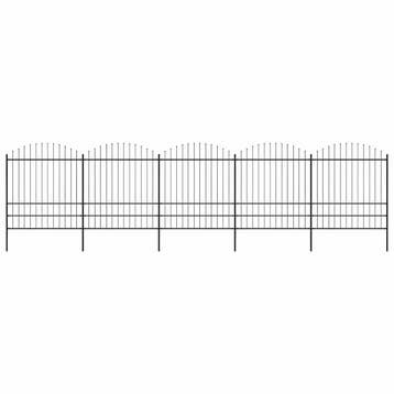 vidaXL Tuinhek met speerpunt staal 892,5x200 cm zwart, Verzenden, Nieuw