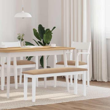 vidaXL Bank 110 cm massief hout wit rubber, Huis en Inrichting, Verzenden, Nieuw