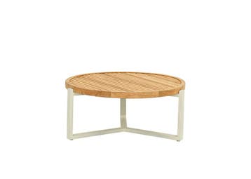 Apple Bee Monaco loungetafel Oyster met rond teak blad Ø 75, Tuin en Terras, Nieuw