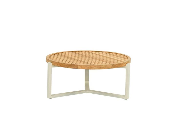 Apple Bee Monaco loungetafel Oyster met rond teak blad Ø 75, Tuin en Terras, Tuinsets en Loungesets