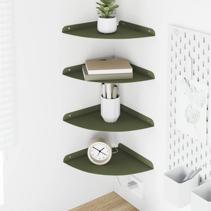 vidaXL Hoek Plank 4 st Olijf Groen 24 x 24 x 2 cm, Maison & Meubles, Armoires | Armoires murales, Envoi