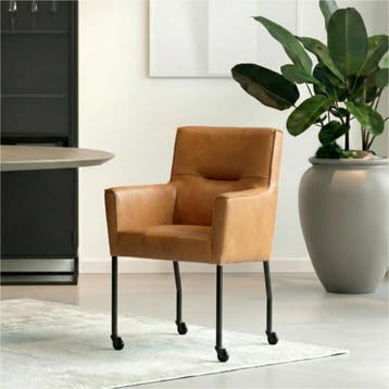 Set van 10 Leren eetkamerstoelen Lucky - Granada Sahara, Ophalen of Verzenden, Nieuw, Leer
