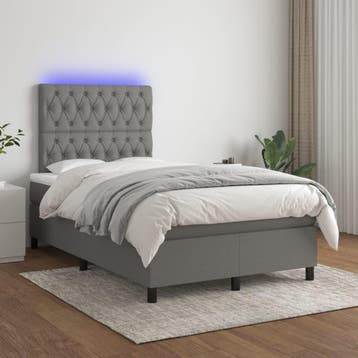 vidaXL Boxspring met matras en LED stof donkergrijs 120x200, Verzenden, Nieuw