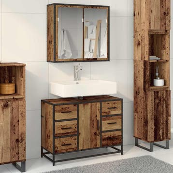 vidaXL Badkamermeubel Set 2 st Oud Hout 80 x 33 x 60 cm, Verzenden, Nieuw