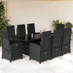 vidaXL 9-delige Tuinset poly rattan zwart, Verzenden, Nieuw, Tuinset