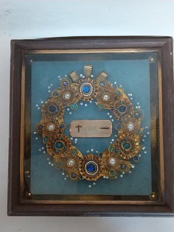 Reliekhouder - Hout, Glas, Papier, Textiel - 1920-1930 -