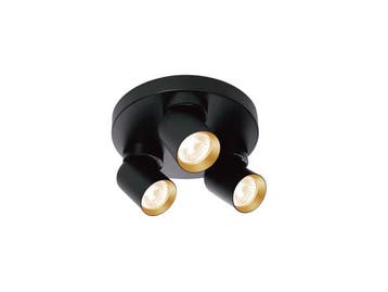Veiling - 4x Rond GU10 Opbouwspot Armatuur triple zand zwart