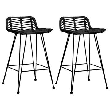 vidaXL Barstoelen 2 st rattan zwart, Huis en Inrichting, Verzenden, Nieuw