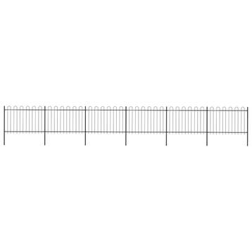vidaXL Tuinhek met ringtop staal 1005x120 cm zwart, Tuin en Terras, Verzenden, Nieuw