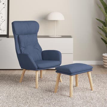 vidaXL Relaxstoel met voetenbank stof blauw, Verzenden, Nieuw