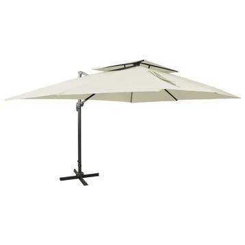 vidaXL Zwevende parasol met dubbele bovenkant zand 400x300, Verzenden, Nieuw