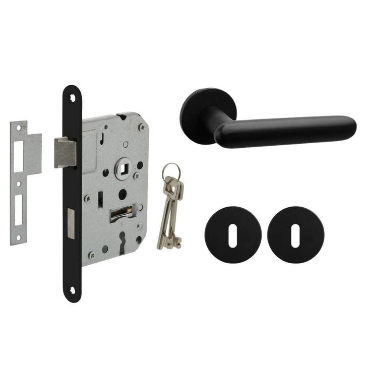 Deurbeslag set met sleutelrozet en deurklink Rinnovo zwar..., Doe-het-zelf en Bouw, Hang- en Sluitwerk, Klink of Kruk, Nieuw, Overige materialen