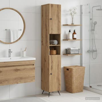 vidaXL Badkamerkast met Open Plank BREDA Artisanaal eiken, Maison & Meubles, Tables | Coiffeuses, Verzenden