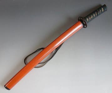 Katana - Bois - koshirae wakizashi orange saya ume fuchi