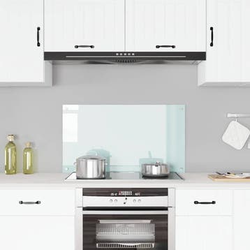 vidaXL Spatscherm keuken 90x50 cm gehard glas melkwit, Verzenden