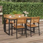 vidaXL Tuinstoelen 4 st stapelbaar massief acaciahout en, Tuin en Terras, Tuinstoelen, Verzenden, Nieuw