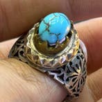 Turquoise - Argent - Bague - Avec pierre turquoise