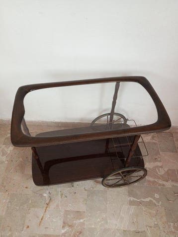 Serveerwagen - Hout, Glas, Metaal - Barwagen