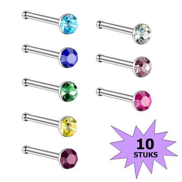 Fako Bijoux - Neuspiercing - Staafje Kristal - 3.0mm -, Handtassen en Accessoires, Piercings, Verzenden, Nieuw