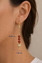 Oorbellen - 18 karaat Geel goud Koraal - Parel, Nieuw