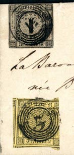 Baden 1851 - Zeldzame gemengde frankering 1 Kr. zwart op