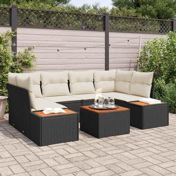 vidaXL Tuinbank Set 6 st Zwart Poly rattan, Verzenden, Nieuw