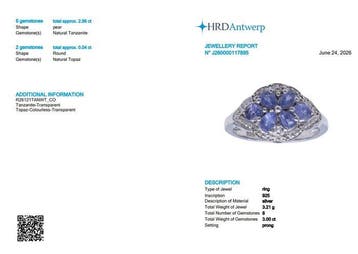 Zonder minimumprijs - Ring Zilver - 3.00ct. tw. Tanzaniet -