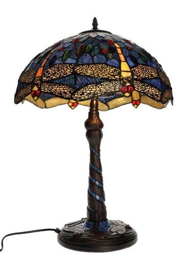 Lampe - Style Tiffany - libellule - Laiton, Verre, Antiquités & Art