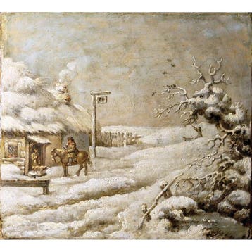 George Morland (1763-1804) - Scena invernale con capanno e