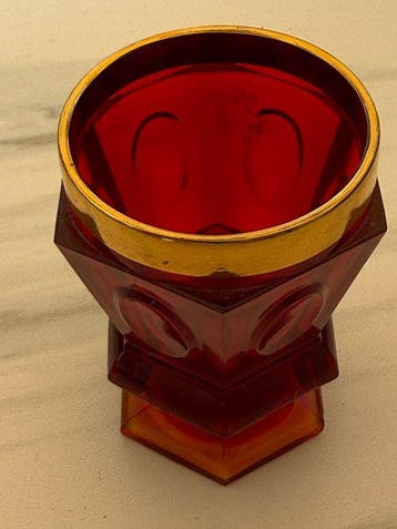 Bekerglas - Uraniumglas - Biedermeier pronkbekers