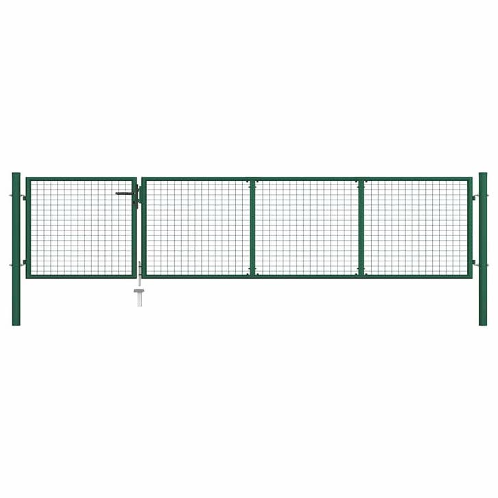 vidaXL Tuinpoort staal 350x75 cm groen, Jardin & Terrasse, Portes de jardin, Envoi