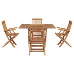 vidaXL Tuin Eettafel Set Bruin Massief Teakhout, Tuin en Terras, Verzenden, Nieuw
