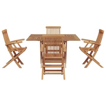 vidaXL Tuin Eettafel Set Bruin Massief Teakhout, Tuin en Terras, Verzenden, Nieuw