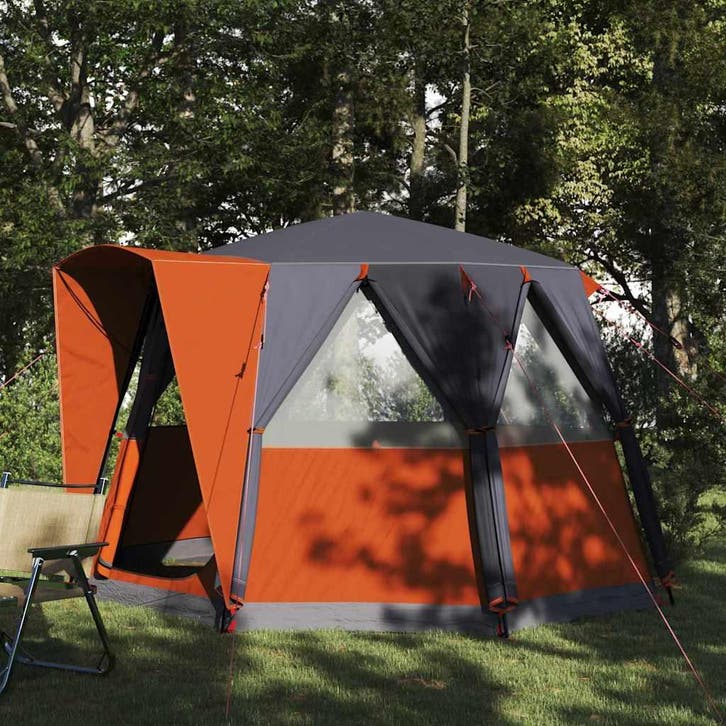 vidaXL Cabin Tent 3-Person met dak Grijs en Oranje 320 x 320, Caravanes & Camping, Tentes, Envoi