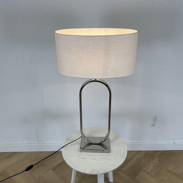 Jamiri tafellamp met lampenkap hoogte 79 cm, wit - chroom, Gebruikt