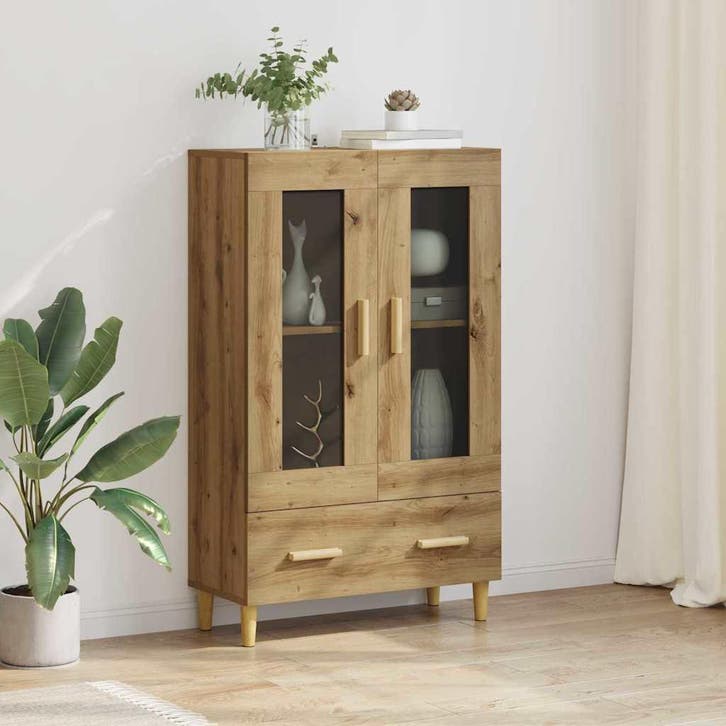 vidaXL Highboard Artisan Eiken 70 x 31 x 115 cm Bewerkt hout, Huis en Inrichting, Kasten | Dressoirs, Nieuw, Verzenden