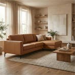 Leren hoekbank Match - 2.5-zits arm links + Longchair arm, Ophalen of Verzenden