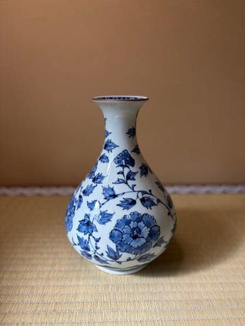Japanse Kosome-tsuke blauw-witte porseleinen bloemvaas –