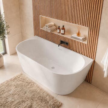 Ligbad Isia  170 x 75 x 60 cm Half Vrijstaand Bad wit, Verzenden, Nieuw