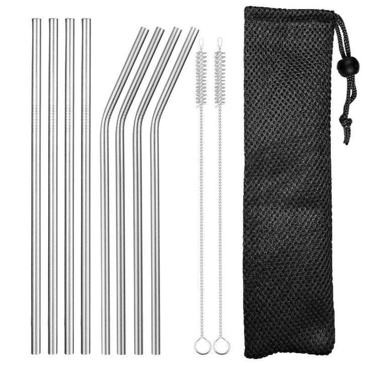 Fako Bijoux - RVS Rietjes Set -  8 Herbruikbare Rietjes - 4, Huis en Inrichting, Keuken | Bestek, Verzenden