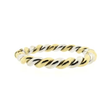 Bicolor gouden gedraaide slavenarmband., Ophalen of Verzenden, Gebruikt, Goud, Goud