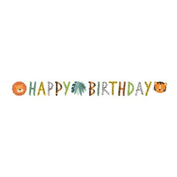 Letterslinger Jungle Dieren Happy Birthday 1,8m, Verzenden