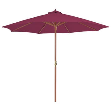 vidaXL Parasol met houten paal 300 cm bordeauxrood, Verzenden, Nieuw